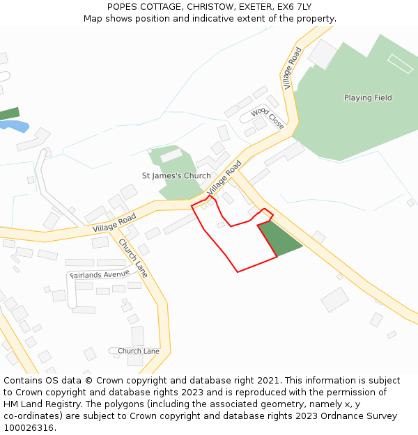 POPES COTTAGE, CHRISTOW, EXETER, EX6 7LY: Location map and indicative extent of plot