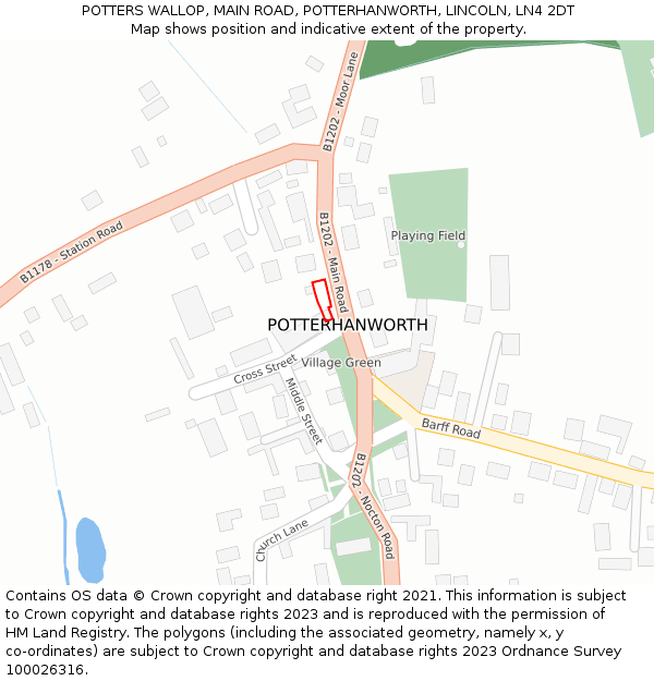 POTTERS WALLOP, MAIN ROAD, POTTERHANWORTH, LINCOLN, LN4 2DT: Location map and indicative extent of plot