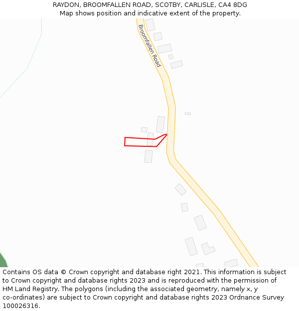 RAYDON, BROOMFALLEN ROAD, SCOTBY, CARLISLE, CA4 8DG: Location map and indicative extent of plot