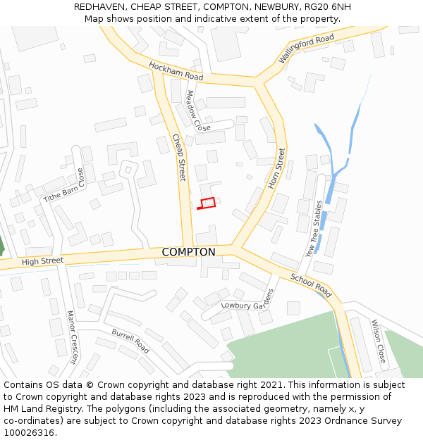 REDHAVEN, CHEAP STREET, COMPTON, NEWBURY, RG20 6NH: Location map and indicative extent of plot