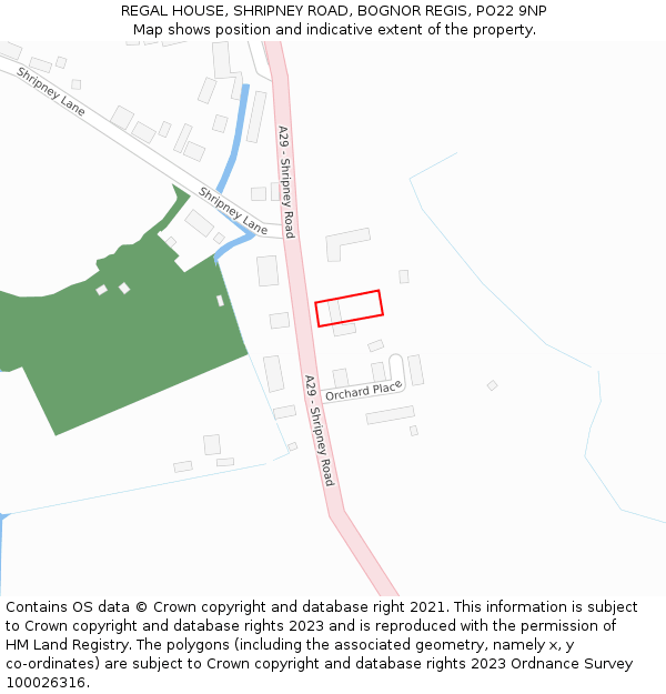 REGAL HOUSE, SHRIPNEY ROAD, BOGNOR REGIS, PO22 9NP: Location map and indicative extent of plot