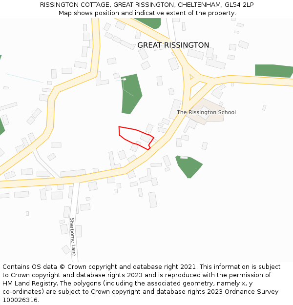 RISSINGTON COTTAGE, GREAT RISSINGTON, CHELTENHAM, GL54 2LP: Location map and indicative extent of plot