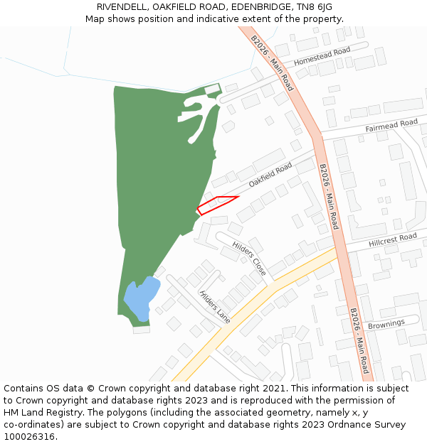 RIVENDELL, OAKFIELD ROAD, EDENBRIDGE, TN8 6JG: Location map and indicative extent of plot