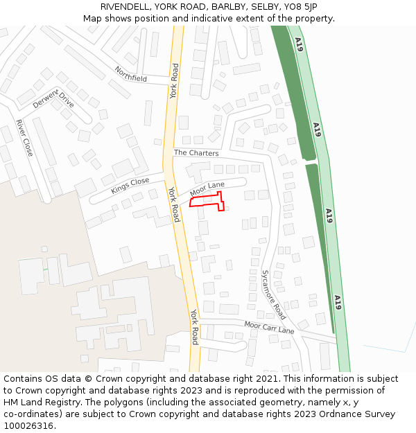 RIVENDELL, YORK ROAD, BARLBY, SELBY, YO8 5JP: Location map and indicative extent of plot
