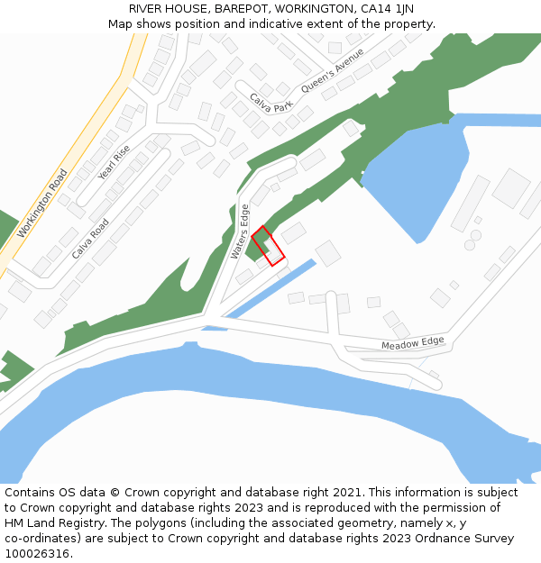 RIVER HOUSE, BAREPOT, WORKINGTON, CA14 1JN: Location map and indicative extent of plot