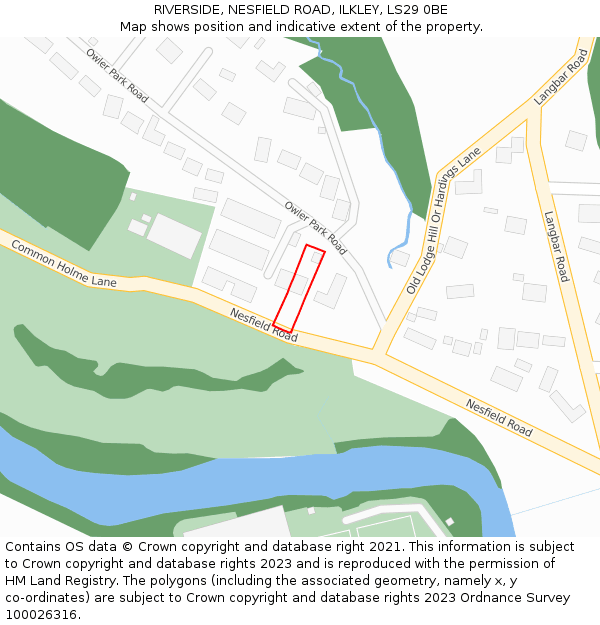 RIVERSIDE, NESFIELD ROAD, ILKLEY, LS29 0BE: Location map and indicative extent of plot