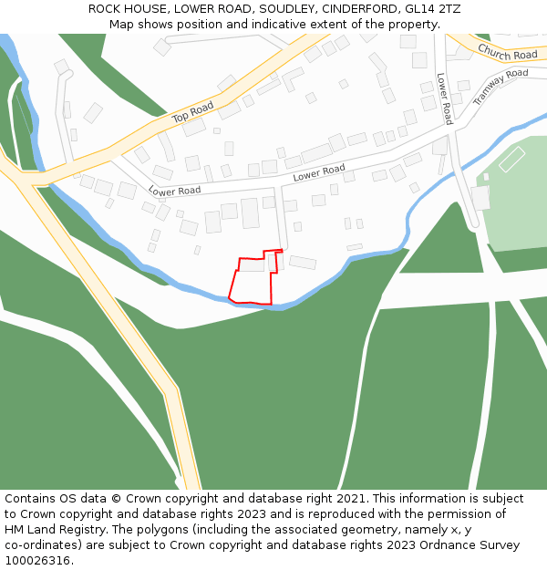 ROCK HOUSE, LOWER ROAD, SOUDLEY, CINDERFORD, GL14 2TZ: Location map and indicative extent of plot