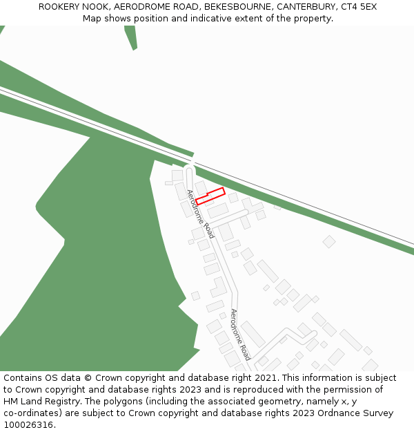 ROOKERY NOOK, AERODROME ROAD, BEKESBOURNE, CANTERBURY, CT4 5EX: Location map and indicative extent of plot