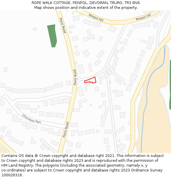 ROPE WALK COTTAGE, PENPOL, DEVORAN, TRURO, TR3 6NS: Location map and indicative extent of plot