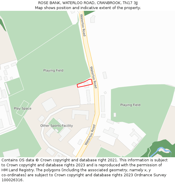 ROSE BANK, WATERLOO ROAD, CRANBROOK, TN17 3JJ: Location map and indicative extent of plot