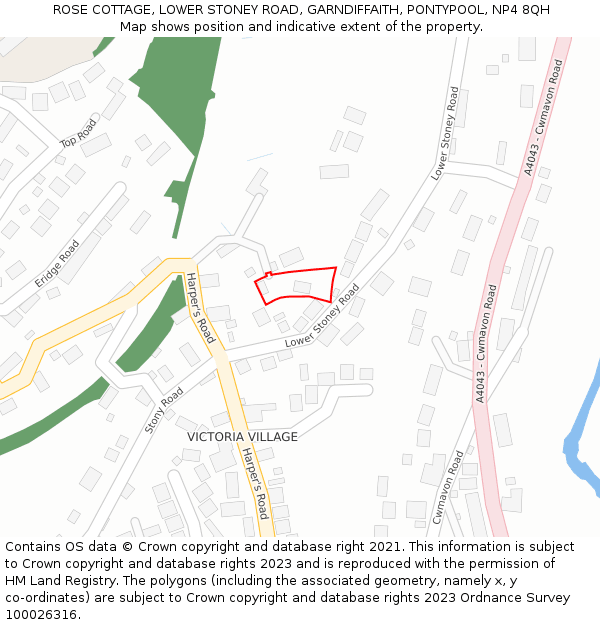 ROSE COTTAGE, LOWER STONEY ROAD, GARNDIFFAITH, PONTYPOOL, NP4 8QH: Location map and indicative extent of plot