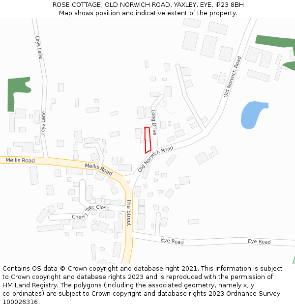 ROSE COTTAGE, OLD NORWICH ROAD, YAXLEY, EYE, IP23 8BH: Location map and indicative extent of plot