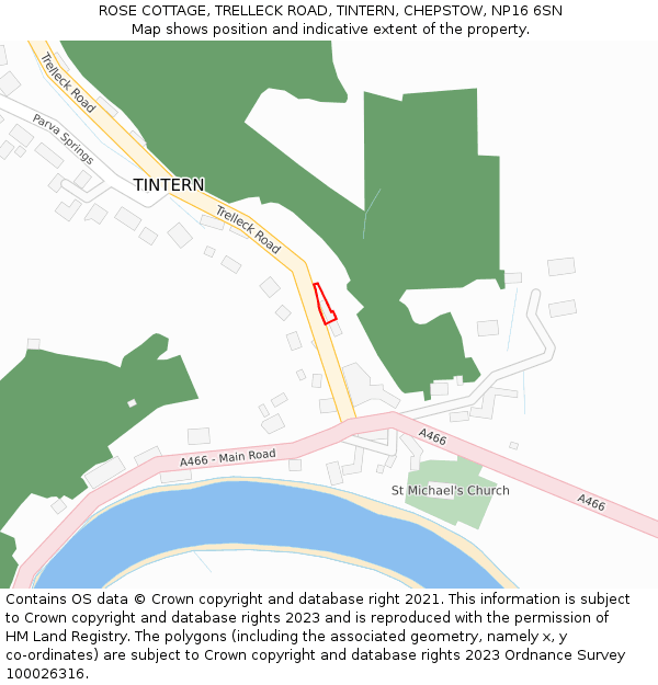 ROSE COTTAGE, TRELLECK ROAD, TINTERN, CHEPSTOW, NP16 6SN: Location map and indicative extent of plot