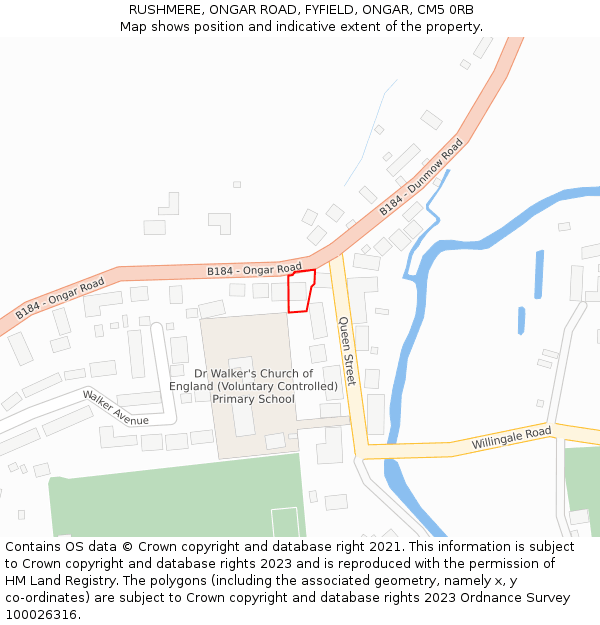 RUSHMERE, ONGAR ROAD, FYFIELD, ONGAR, CM5 0RB: Location map and indicative extent of plot