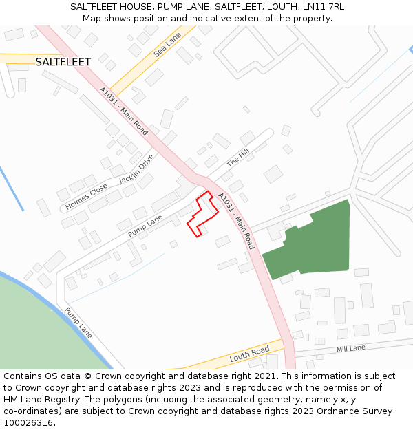 SALTFLEET HOUSE, PUMP LANE, SALTFLEET, LOUTH, LN11 7RL: Location map and indicative extent of plot