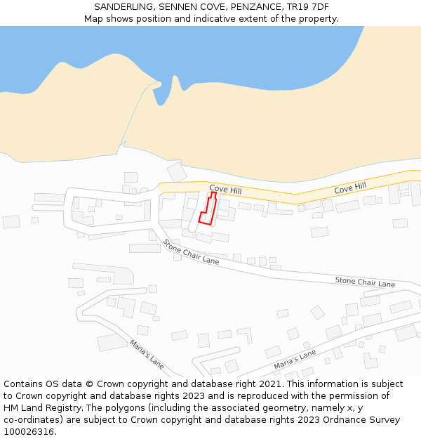 SANDERLING, SENNEN COVE, PENZANCE, TR19 7DF: Location map and indicative extent of plot