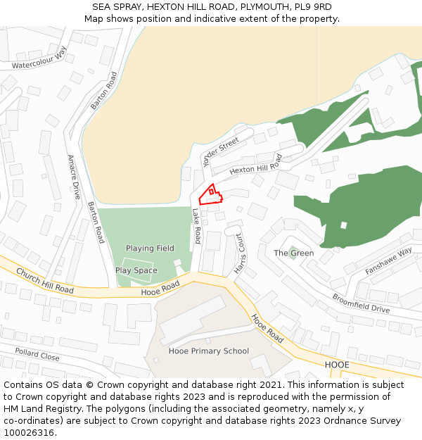 SEA SPRAY, HEXTON HILL ROAD, PLYMOUTH, PL9 9RD: Location map and indicative extent of plot