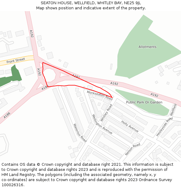 SEATON HOUSE, WELLFIELD, WHITLEY BAY, NE25 9JL: Location map and indicative extent of plot