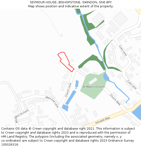 SEYMOUR HOUSE, BISHOPSTONE, SWINDON, SN6 8PY: Location map and indicative extent of plot