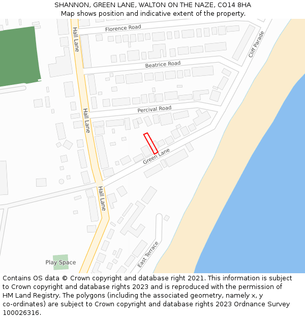 SHANNON, GREEN LANE, WALTON ON THE NAZE, CO14 8HA: Location map and indicative extent of plot