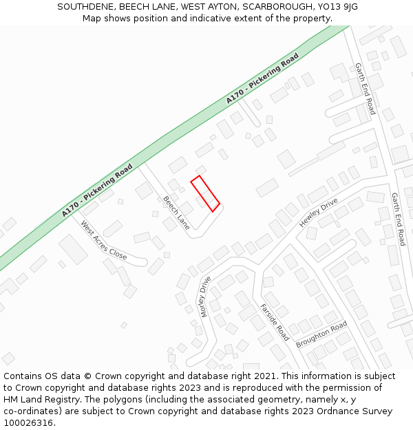 SOUTHDENE, BEECH LANE, WEST AYTON, SCARBOROUGH, YO13 9JG: Location map and indicative extent of plot