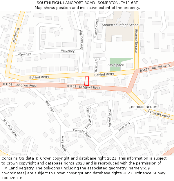 SOUTHLEIGH, LANGPORT ROAD, SOMERTON, TA11 6RT: Location map and indicative extent of plot