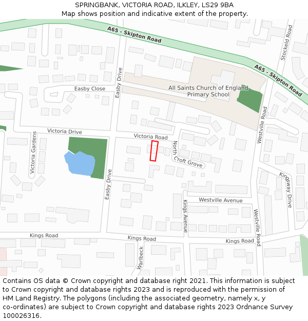 SPRINGBANK, VICTORIA ROAD, ILKLEY, LS29 9BA: Location map and indicative extent of plot