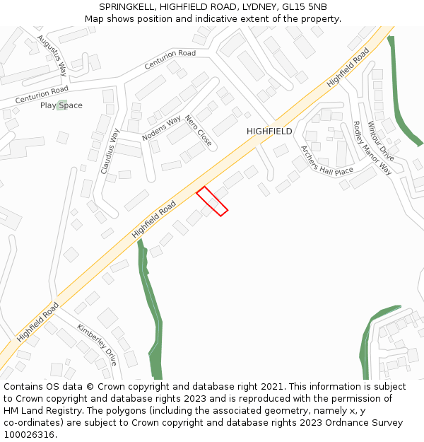 SPRINGKELL, HIGHFIELD ROAD, LYDNEY, GL15 5NB: Location map and indicative extent of plot