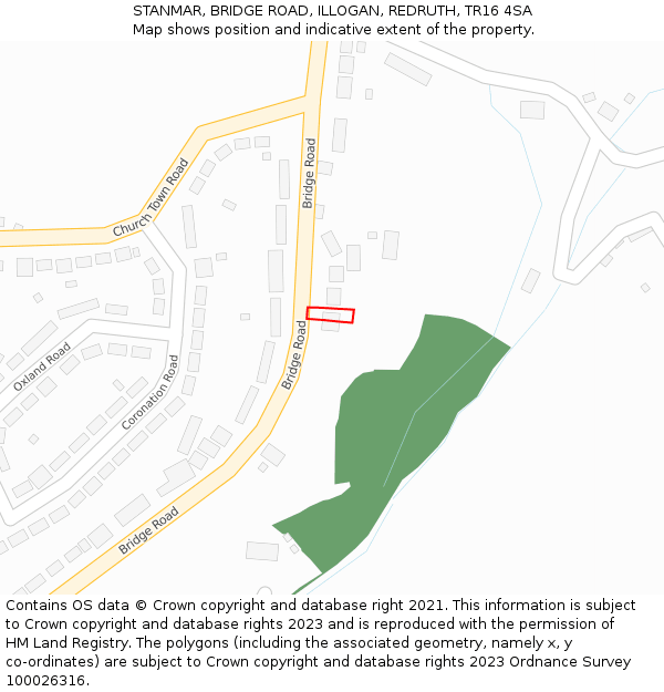 STANMAR, BRIDGE ROAD, ILLOGAN, REDRUTH, TR16 4SA: Location map and indicative extent of plot