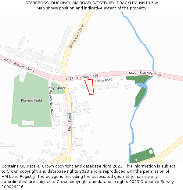 STARCROSS, BUCKINGHAM ROAD, WESTBURY, BRACKLEY, NN13 5JW: Location map and indicative extent of plot