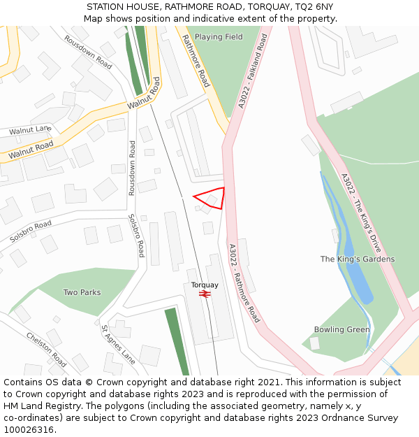 STATION HOUSE, RATHMORE ROAD, TORQUAY, TQ2 6NY: Location map and indicative extent of plot