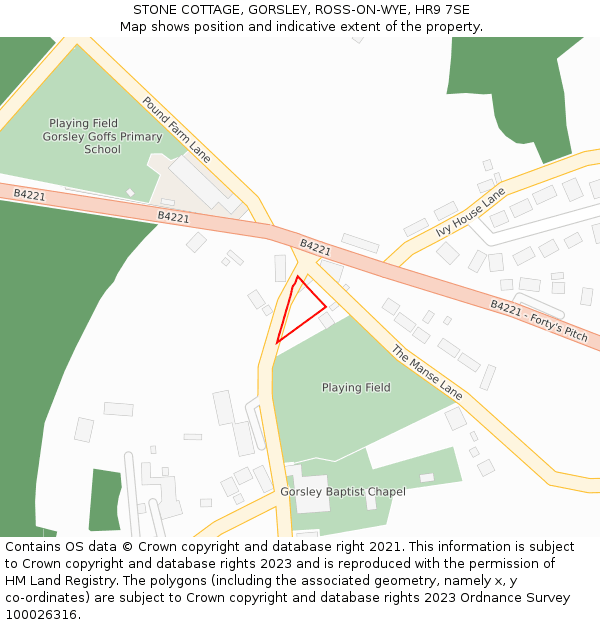 STONE COTTAGE, GORSLEY, ROSS-ON-WYE, HR9 7SE: Location map and indicative extent of plot