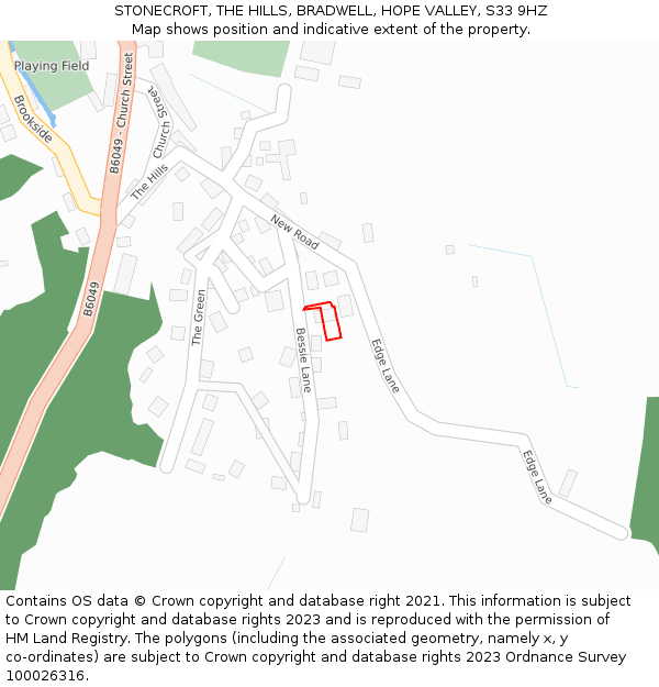 STONECROFT, THE HILLS, BRADWELL, HOPE VALLEY, S33 9HZ: Location map and indicative extent of plot