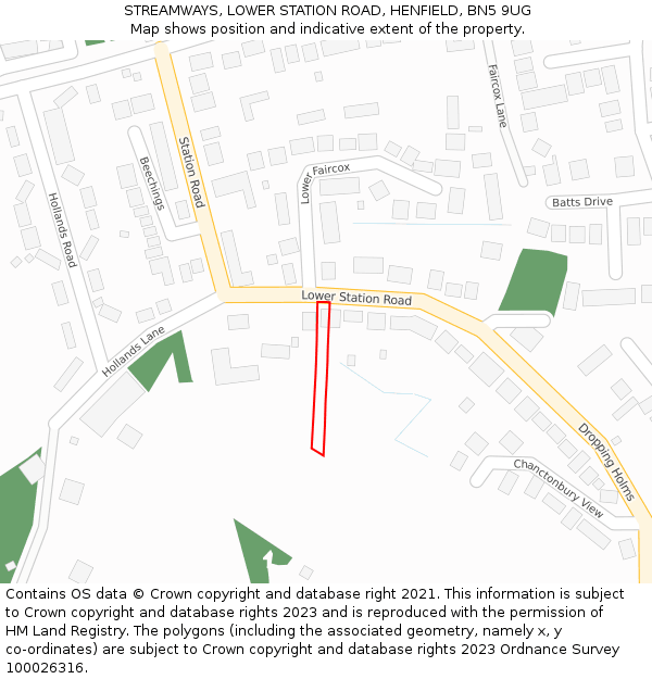 STREAMWAYS, LOWER STATION ROAD, HENFIELD, BN5 9UG: Location map and indicative extent of plot