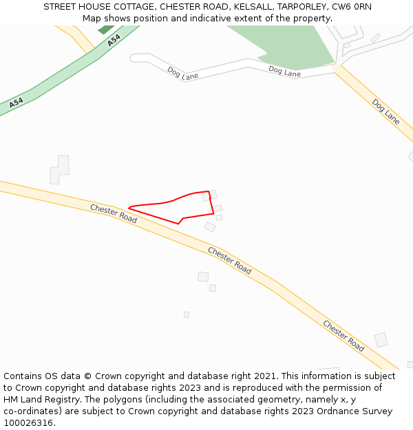 STREET HOUSE COTTAGE, CHESTER ROAD, KELSALL, TARPORLEY, CW6 0RN: Location map and indicative extent of plot