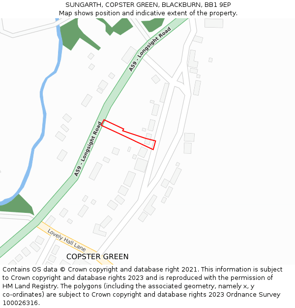 SUNGARTH, COPSTER GREEN, BLACKBURN, BB1 9EP: Location map and indicative extent of plot