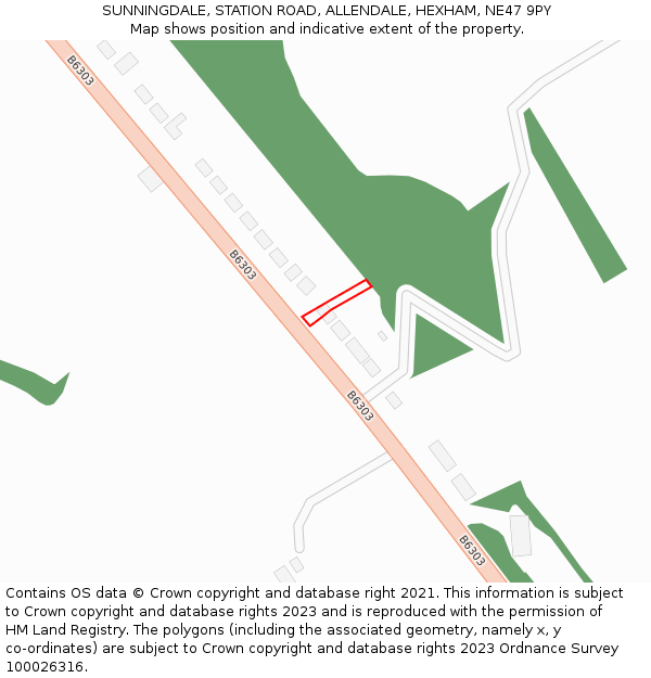 SUNNINGDALE, STATION ROAD, ALLENDALE, HEXHAM, NE47 9PY: Location map and indicative extent of plot