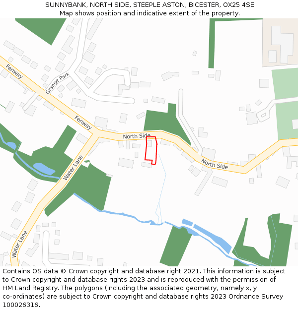 SUNNYBANK, NORTH SIDE, STEEPLE ASTON, BICESTER, OX25 4SE: Location map and indicative extent of plot
