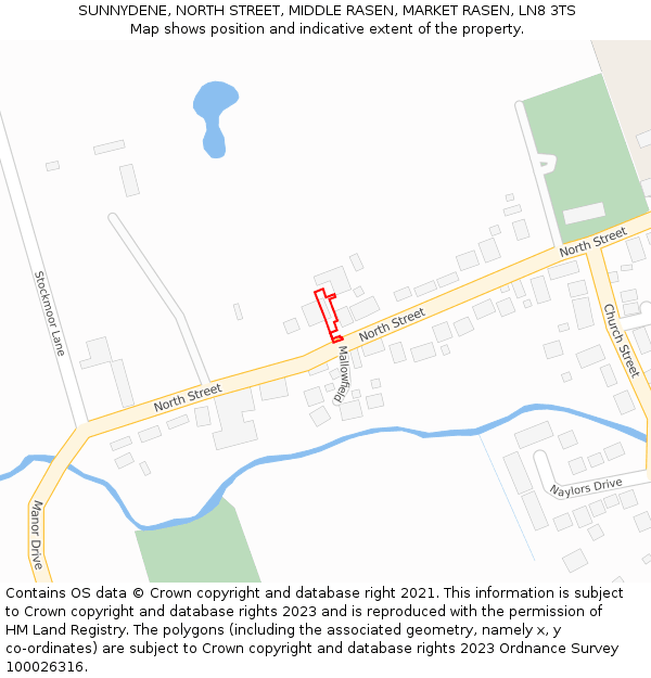 SUNNYDENE, NORTH STREET, MIDDLE RASEN, MARKET RASEN, LN8 3TS: Location map and indicative extent of plot