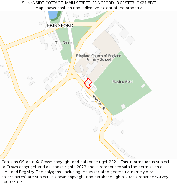 SUNNYSIDE COTTAGE, MAIN STREET, FRINGFORD, BICESTER, OX27 8DZ: Location map and indicative extent of plot