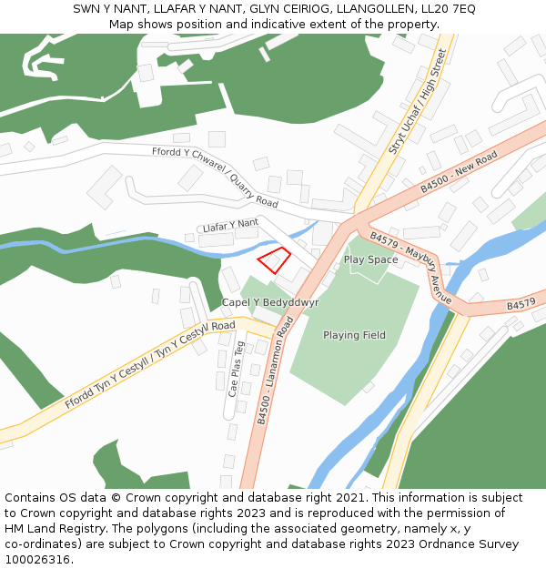 SWN Y NANT, LLAFAR Y NANT, GLYN CEIRIOG, LLANGOLLEN, LL20 7EQ: Location map and indicative extent of plot