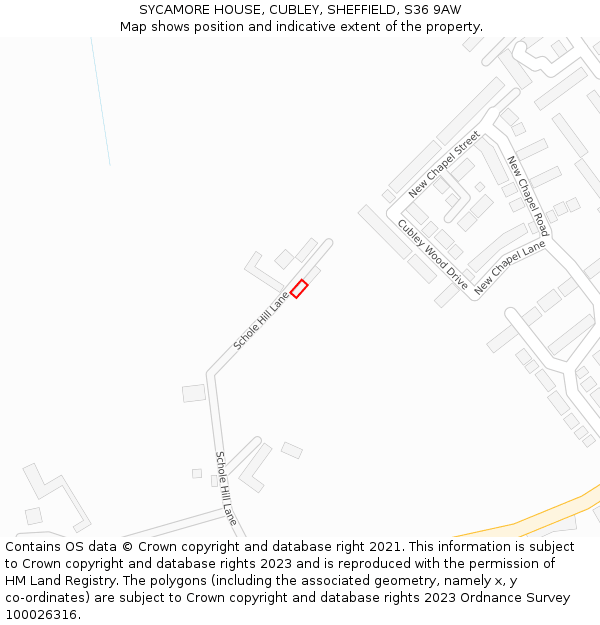 SYCAMORE HOUSE, CUBLEY, SHEFFIELD, S36 9AW: Location map and indicative extent of plot