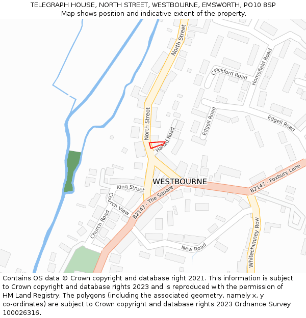 TELEGRAPH HOUSE, NORTH STREET, WESTBOURNE, EMSWORTH, PO10 8SP: Location map and indicative extent of plot