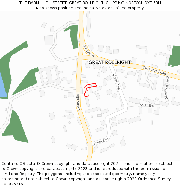 THE BARN, HIGH STREET, GREAT ROLLRIGHT, CHIPPING NORTON, OX7 5RH: Location map and indicative extent of plot