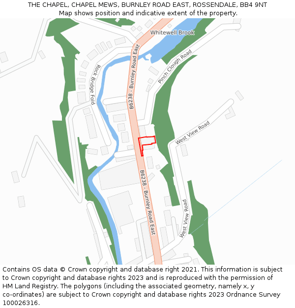 THE CHAPEL, CHAPEL MEWS, BURNLEY ROAD EAST, ROSSENDALE, BB4 9NT: Location map and indicative extent of plot