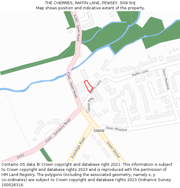 THE CHERRIES, RAFFIN LANE, PEWSEY, SN9 5HJ: Location map and indicative extent of plot