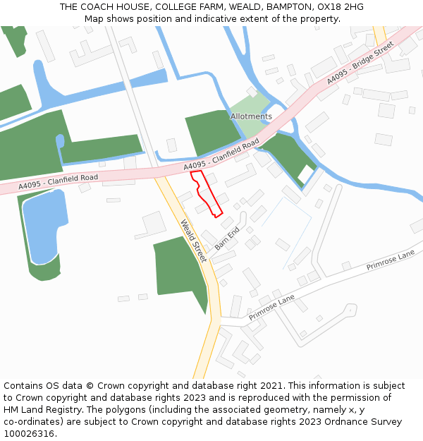 THE COACH HOUSE, COLLEGE FARM, WEALD, BAMPTON, OX18 2HG: Location map and indicative extent of plot