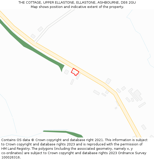 THE COTTAGE, UPPER ELLASTONE, ELLASTONE, ASHBOURNE, DE6 2GU: Location map and indicative extent of plot