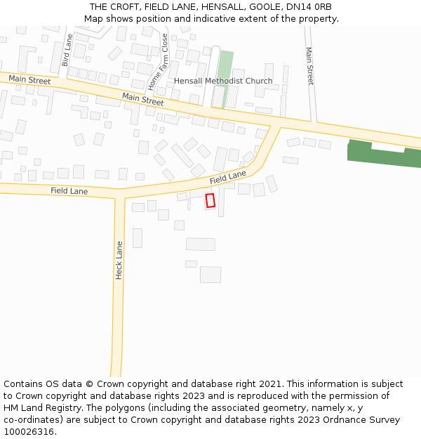 THE CROFT, FIELD LANE, HENSALL, GOOLE, DN14 0RB: Location map and indicative extent of plot