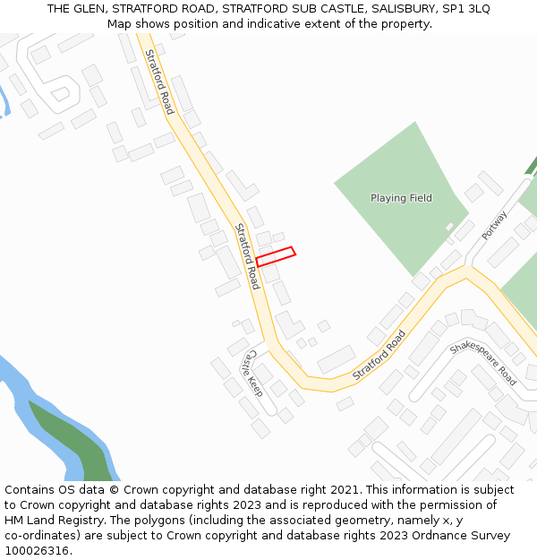 THE GLEN, STRATFORD ROAD, STRATFORD SUB CASTLE, SALISBURY, SP1 3LQ: Location map and indicative extent of plot